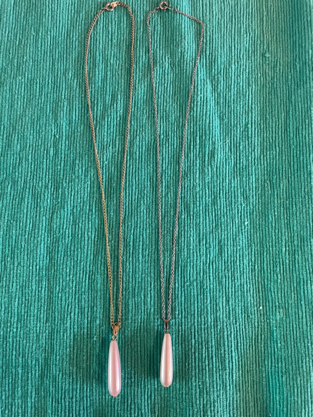 Two Delicate Pink Pearl Teardrop Pendants Necklaces- Women Jewelry